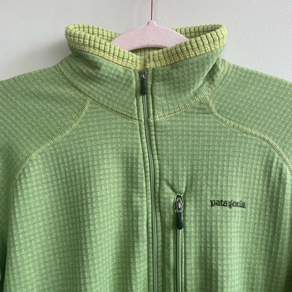 Patagonia Men’s R1 Pullover Half Zip Lime Green Grid Fleece Lined Jacket - Picture 8 of 8